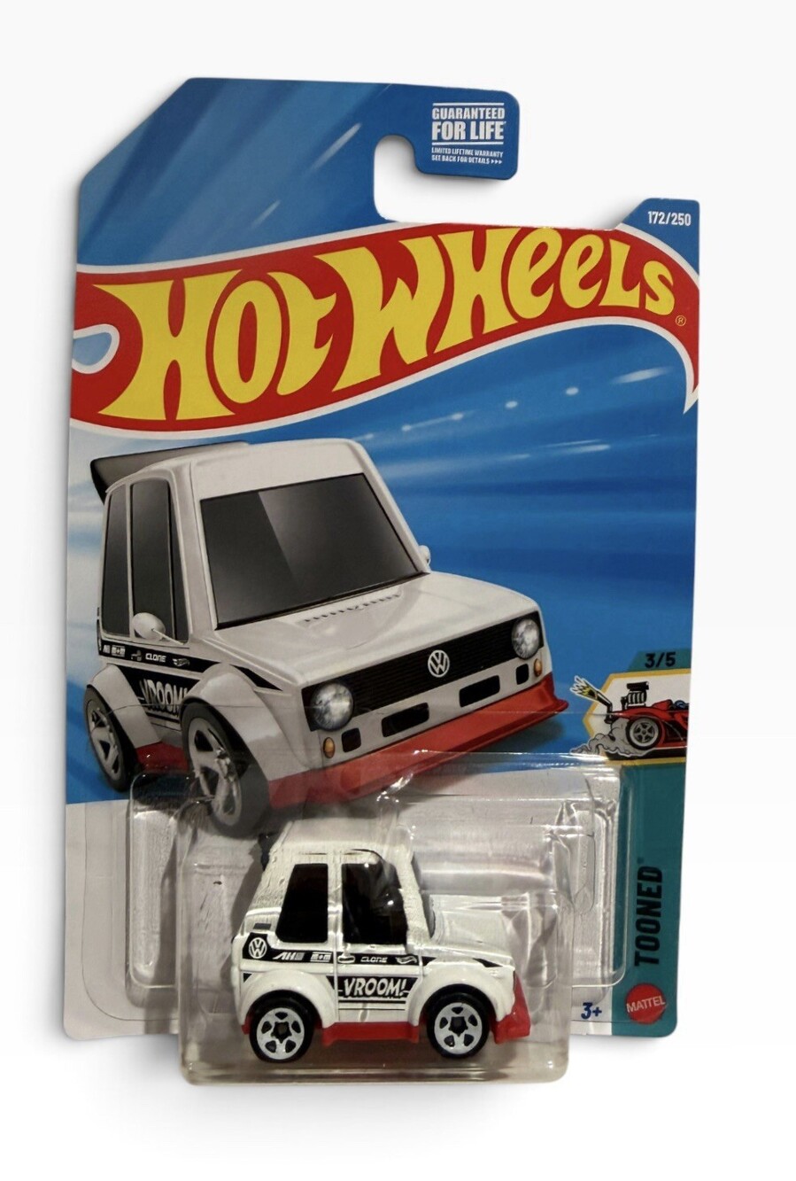 2026 Hot Wheels Tooned Volkswagen Golf MK1 White VROOM! 172/250 3/5 VW